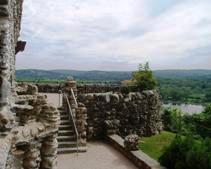 Gillette Castle in East Haddam, CT, looking at the terrace and Connecticut River
