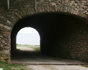 Rocky Neck wedding photos are often taken in the tunnel underneath the pavilion.